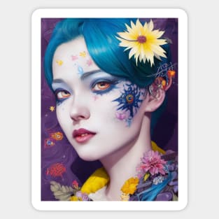 Psychedelic Blue Hair Snow White Sticker